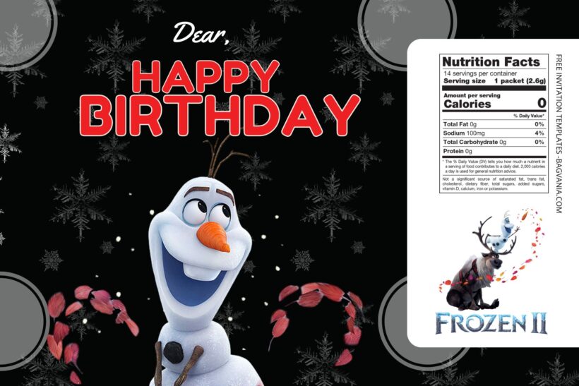 (Free) Frozen II Canva Birthday Water Bottle Labels One