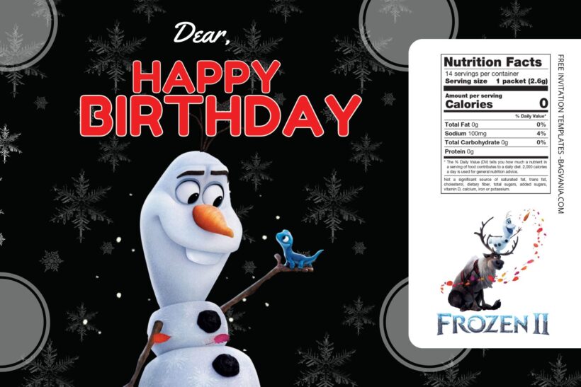 (Free) Frozen II Canva Birthday Water Bottle Labels Seven