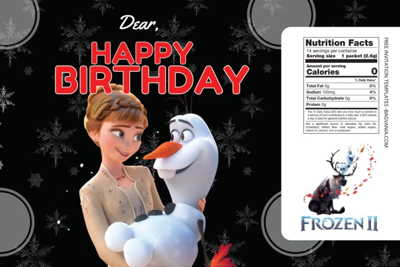(Free) Frozen II Canva Birthday Water Bottle Labels Two