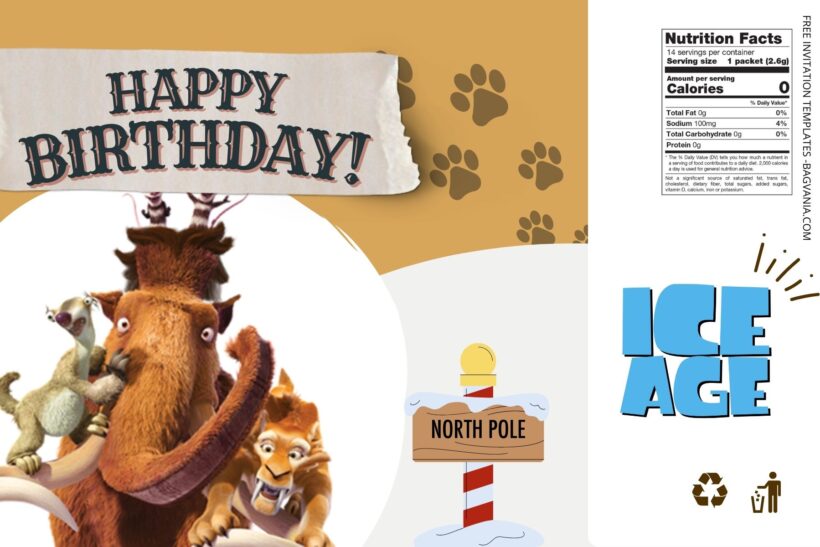 (Free) Ice Age Canva Birthday Water Bottle Labels One