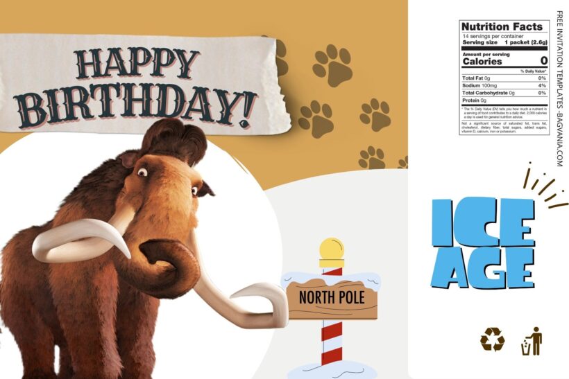 (Free) Ice Age Canva Birthday Water Bottle Labels Three