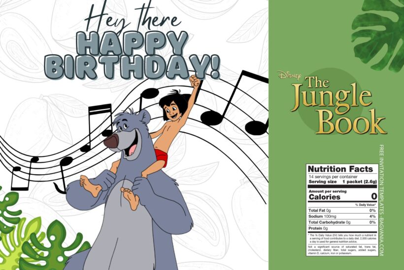(Free) Jungle Books Canva Birthday Water Bottle Labels Five