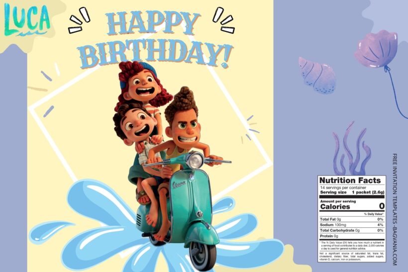 (Free) Luca Canva Birthday Water Bottle Labels Two