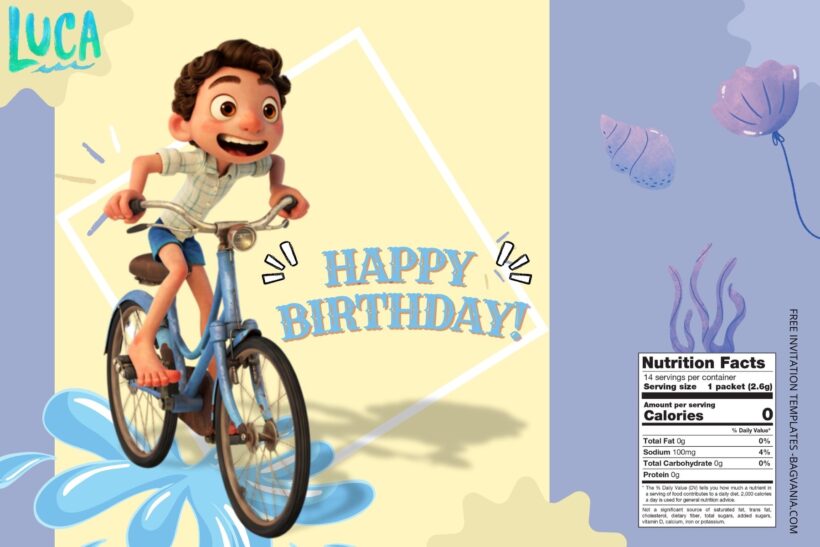 (Free) Luca Canva Birthday Water Bottle Labels One