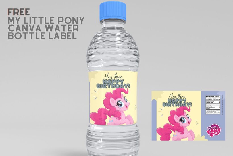 (Free) My Little Pony Canva Birthday Water Bottle Labels