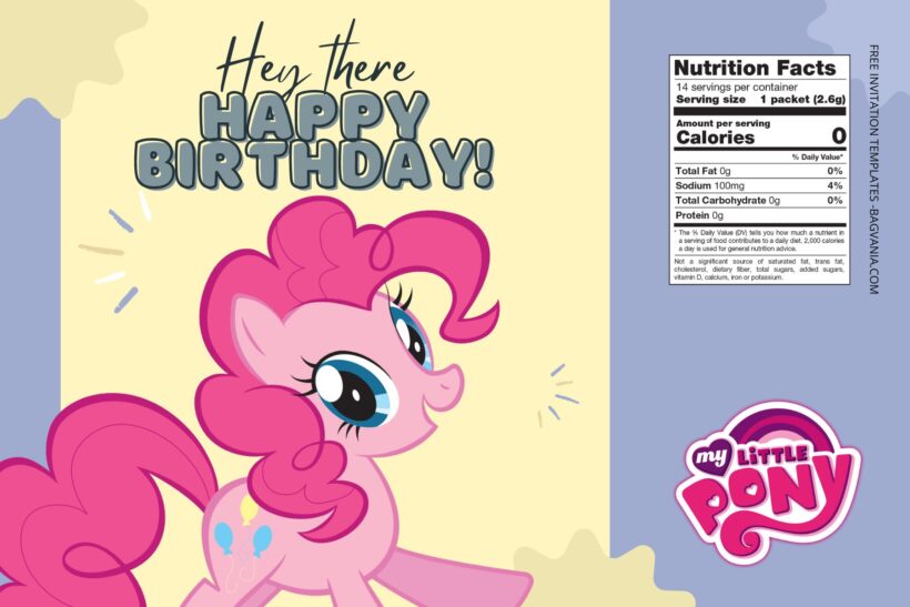 (Free) My Little Pony Canva Birthday Water Bottle Labels Seven