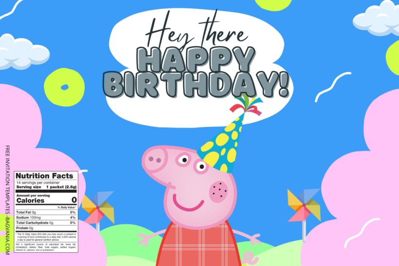 (Free) Peppa Pig Canva Birthday Water Bottle Labels FIve