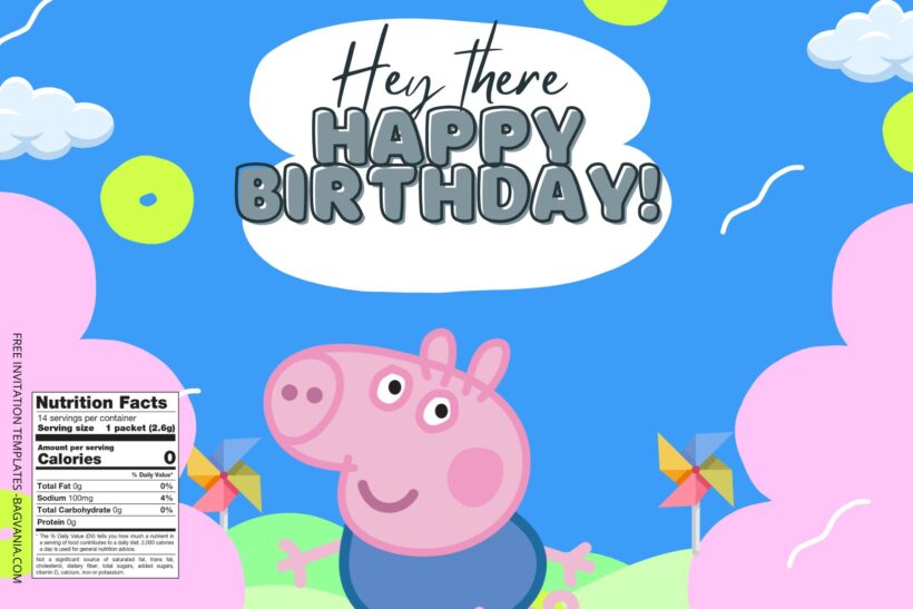 (Free) Peppa Pig Canva Birthday Water Bottle Labels Four