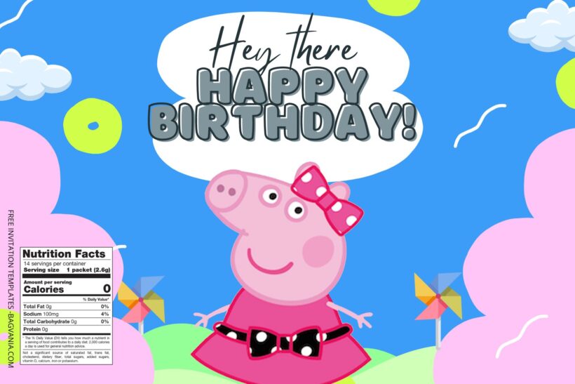 (Free) Peppa Pig Canva Birthday Water Bottle Labels SIx
