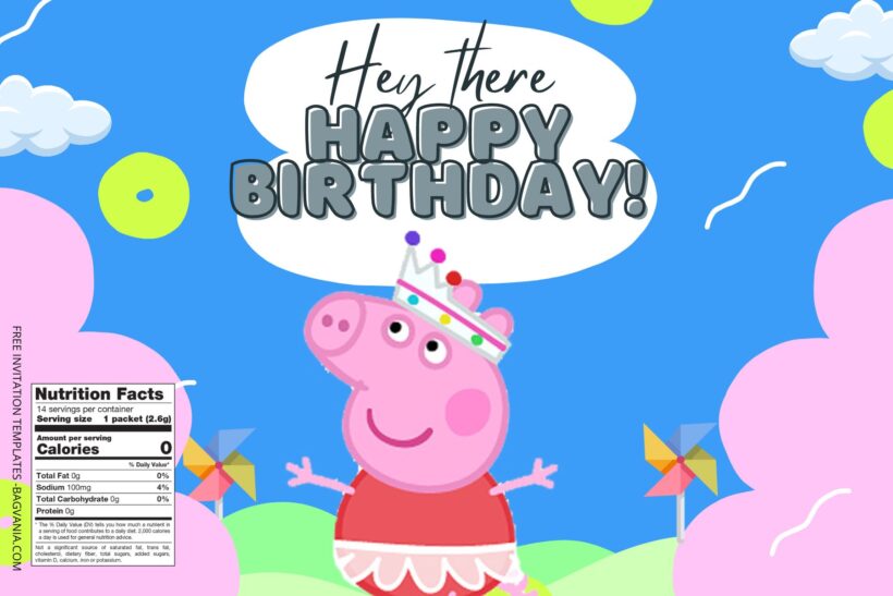 (Free) Peppa Pig Canva Birthday Water Bottle Labels Three