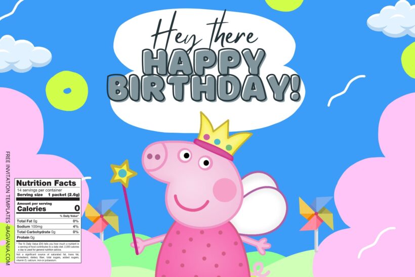 (Free) Peppa Pig Canva Birthday Water Bottle Labels Two