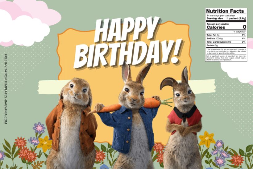 (Free) Peter Rabbit Canva Birthday Water Bottle Labels Four