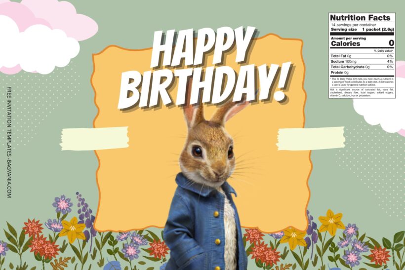 (Free) Peter Rabbit Canva Birthday Water Bottle Labels Two
