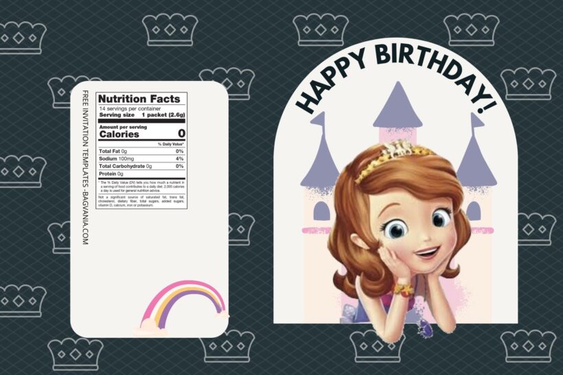 (Free) Sofia The First Canva Birthday Water Bottle Labels Four