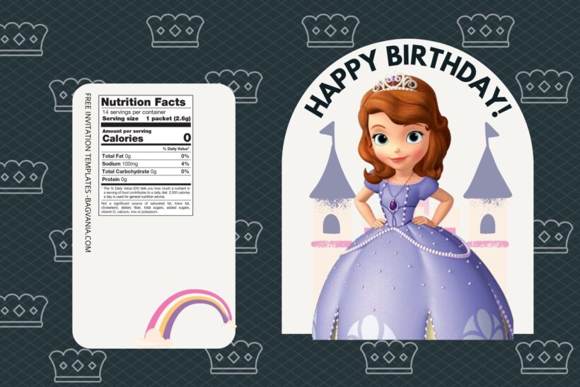 (Free) Sofia The First Canva Birthday Water Bottle Labels One