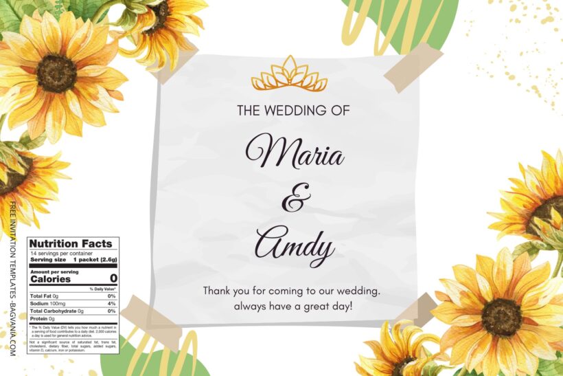 (Free) Summer Sunflower Canva Water Bottle Labels One