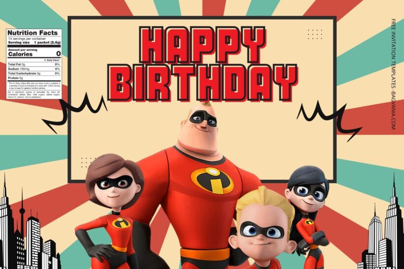 (Free) The Incredibles Canva Birthday Water Bottle Labels One