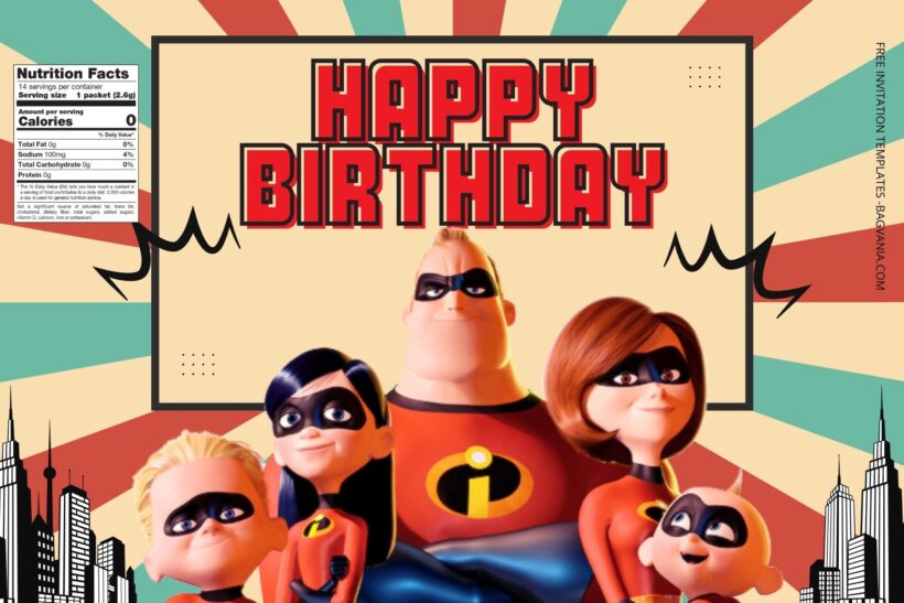 (Free) The Incredibles Canva Birthday Water Bottle Labels Two