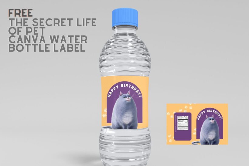 (Free) The Secret Life Of Pets Canva Water Bottle Labels