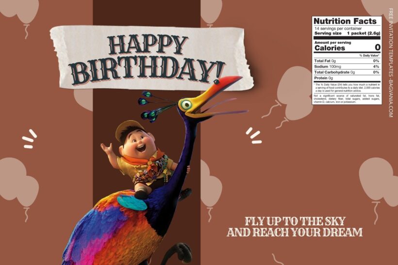 (Free) Up Movie Canva Birthday Water Bottle Labels FIve