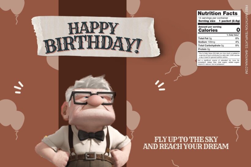(Free) Up Movie Canva Birthday Water Bottle Labels Six