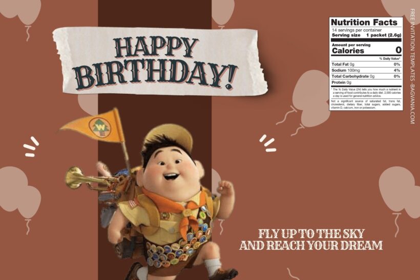 (Free) Up Movie Canva Birthday Water Bottle Labels Three