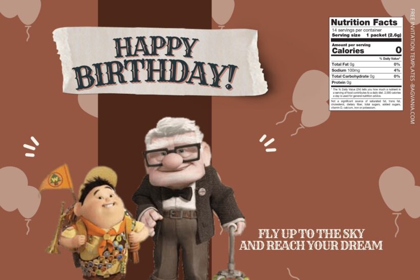 (Free) Up Movie Canva Birthday Water Bottle Labels Two