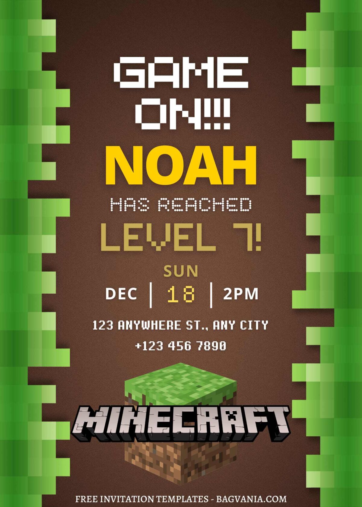 11+ Epic Minecraft Canva Birthday Invitation Templates   with cute wording