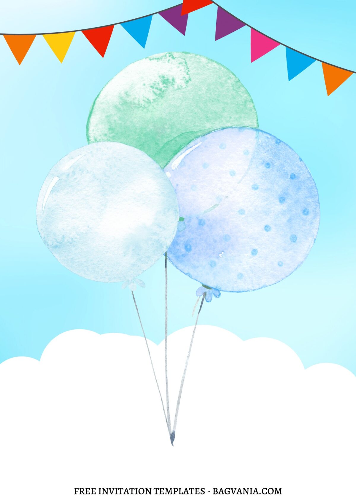 FREE EDITABLE - 10+ Safari Hot Air Balloon Canva Birthday Invitation Templates with watercolor balloons