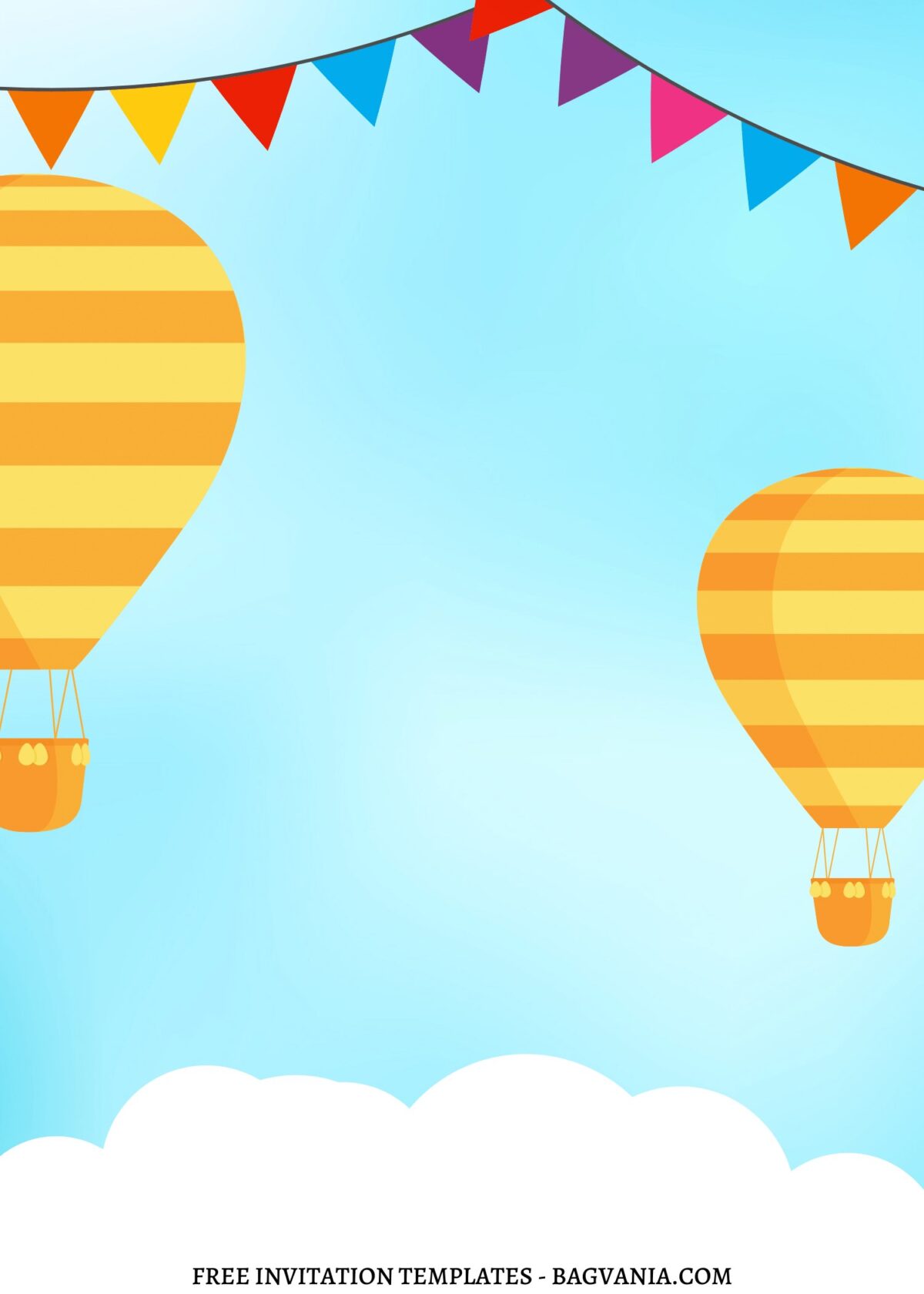 FREE EDITABLE - 10+ Safari Hot Air Balloon Canva Birthday Invitation Templates with fluffy white cloud