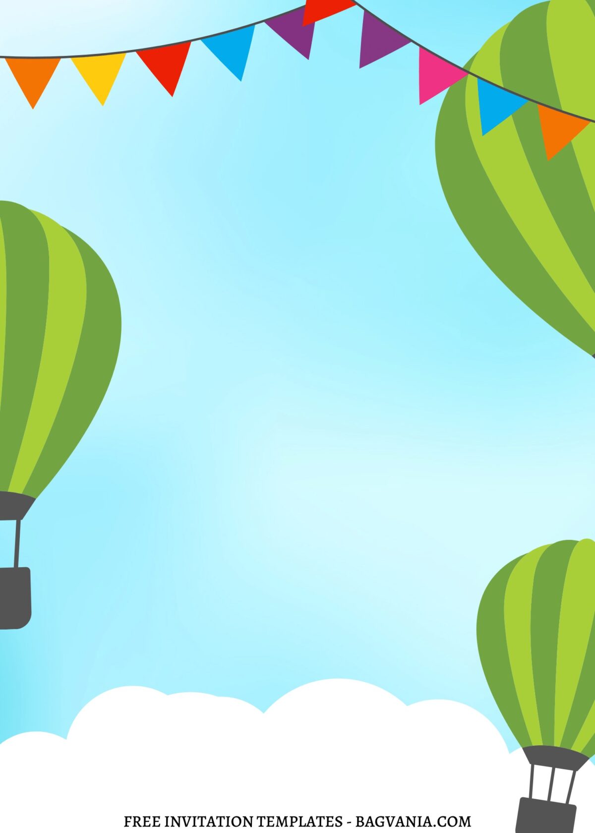 FREE EDITABLE - 10+ Safari Hot Air Balloon Canva Birthday Invitation Templates with sky background