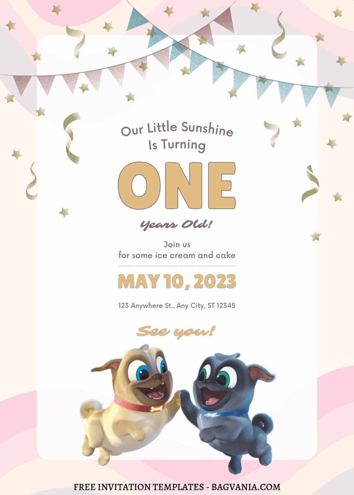10+ Cute Little Puppy Sunshine Canva Birthday Invitation Templates with adorable Hissy