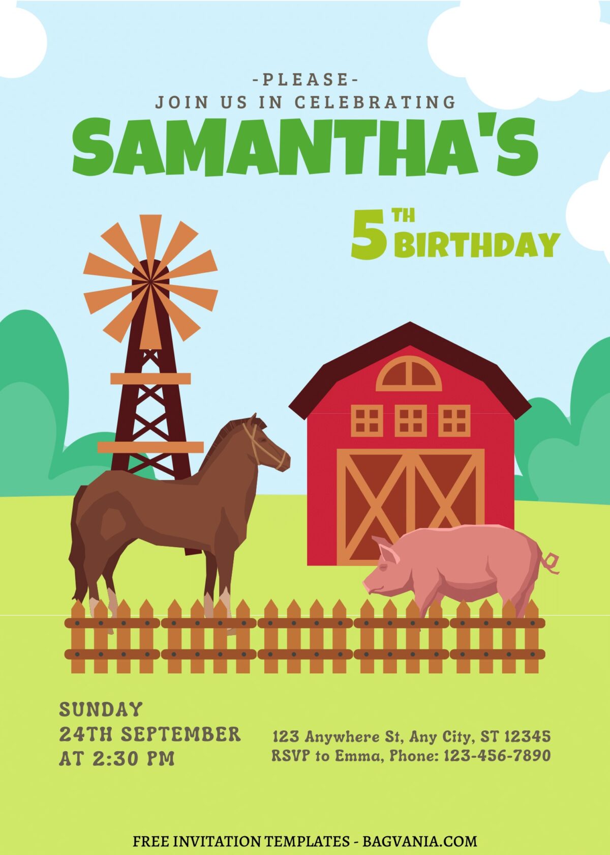 10+ Adorable & Fun Farm Themed Canva Birthday Invitation Templates with adorable Horse and Pig