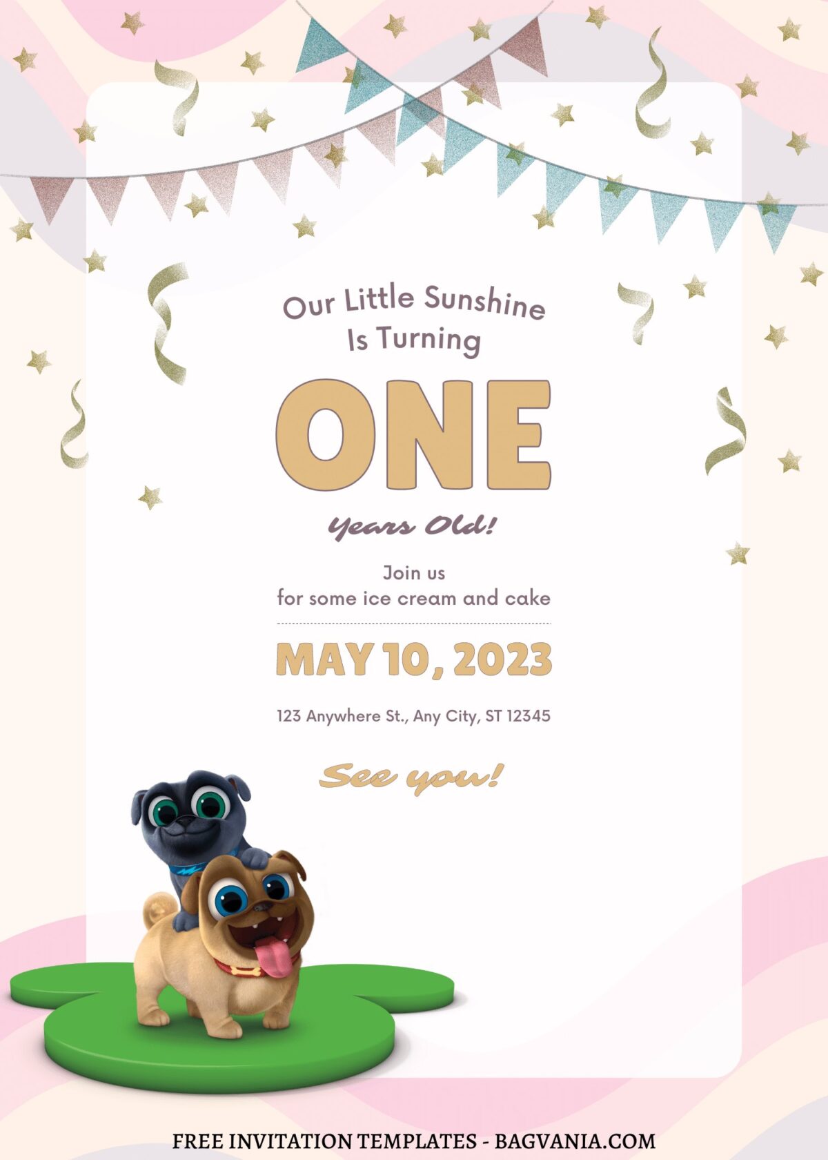 10+ Cute Little Puppy Sunshine Canva Birthday Invitation Templates with white background