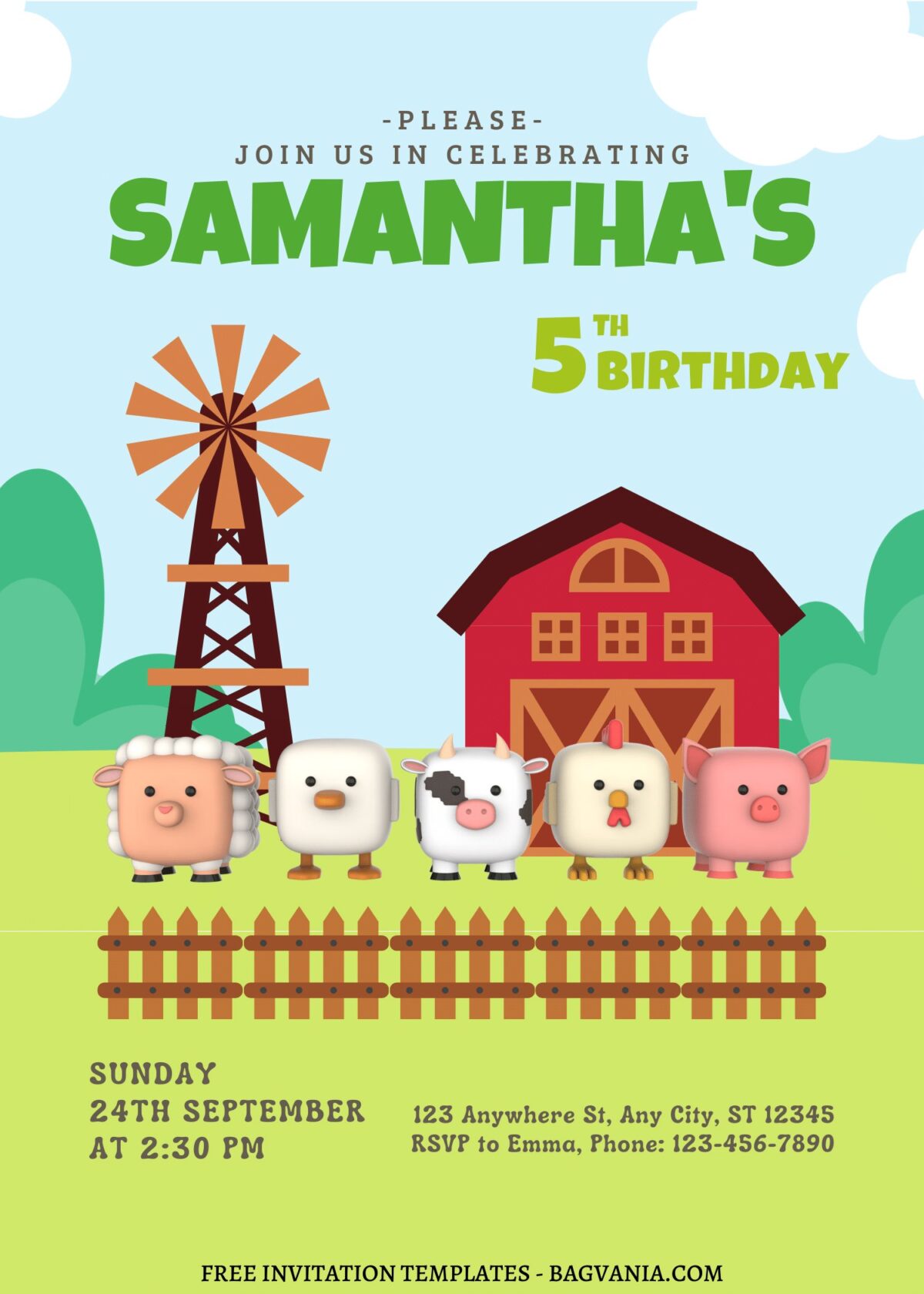 10+ Adorable & Fun Farm Themed Canva Birthday Invitation Templates with Barn house