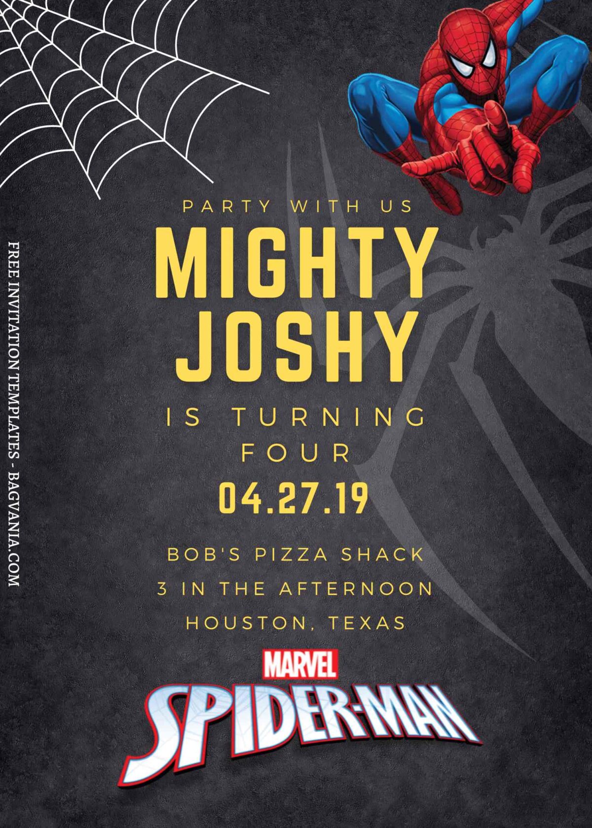 8+ Chalkboard Spiderman Canva Birthday Invitation Templates with Spiderman's spider logo