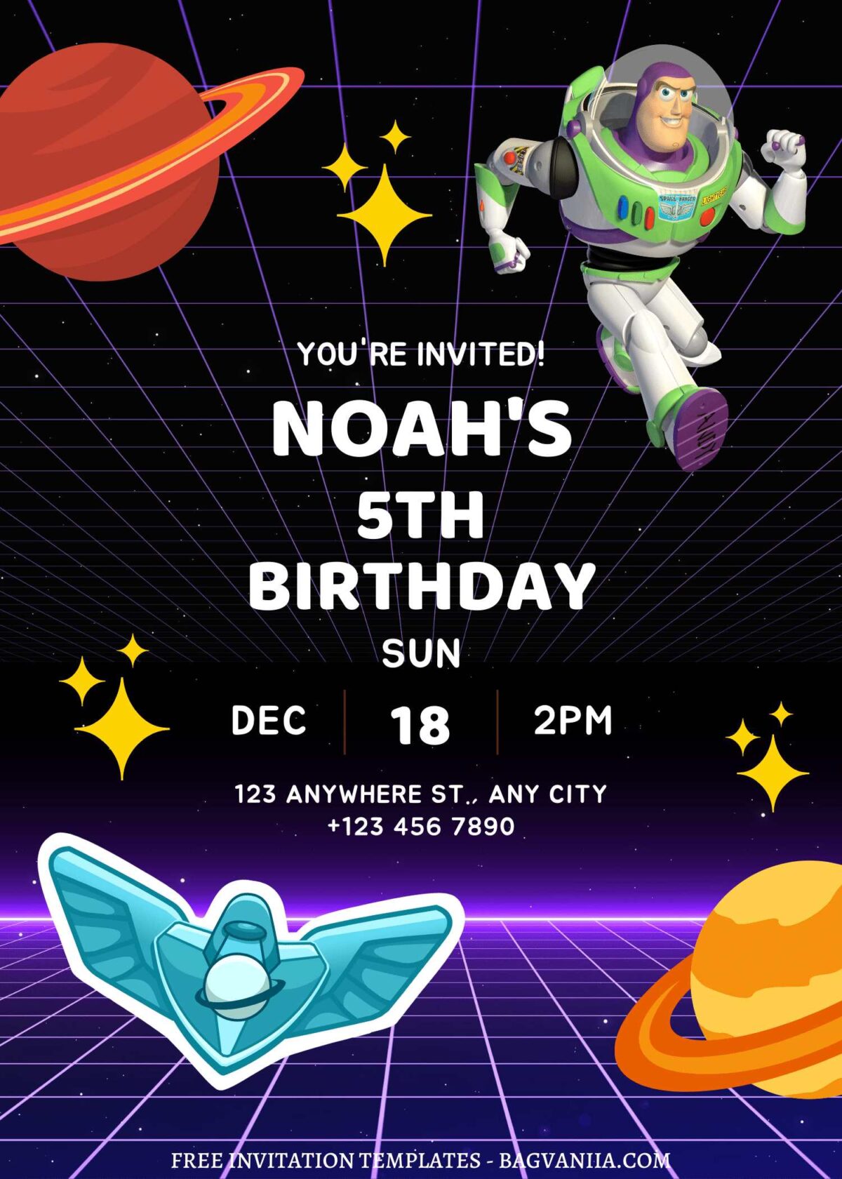 FREE EDITABLE - 8+ Space Ranger Buzz Canva Birthday Invitation Templates  with Buzz Lightyear's logo