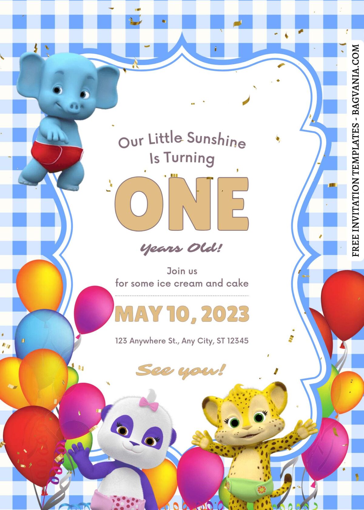 FREE EDITABLE - 11+ Festive Word Party Canva Birthday Invitation Templates with cute Tiger cub