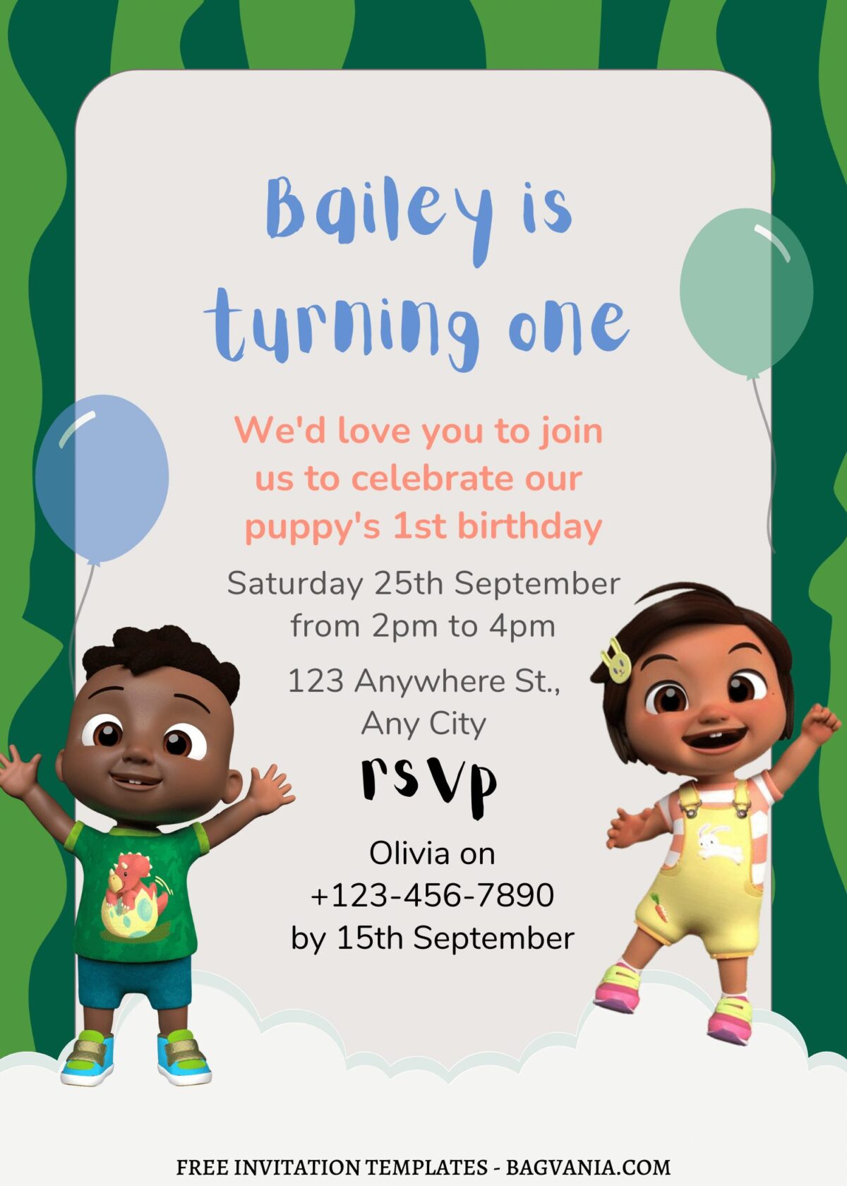 9+ Pastel Rainbow Cocomelon Canva Birthday Invitation Templates with cute wording