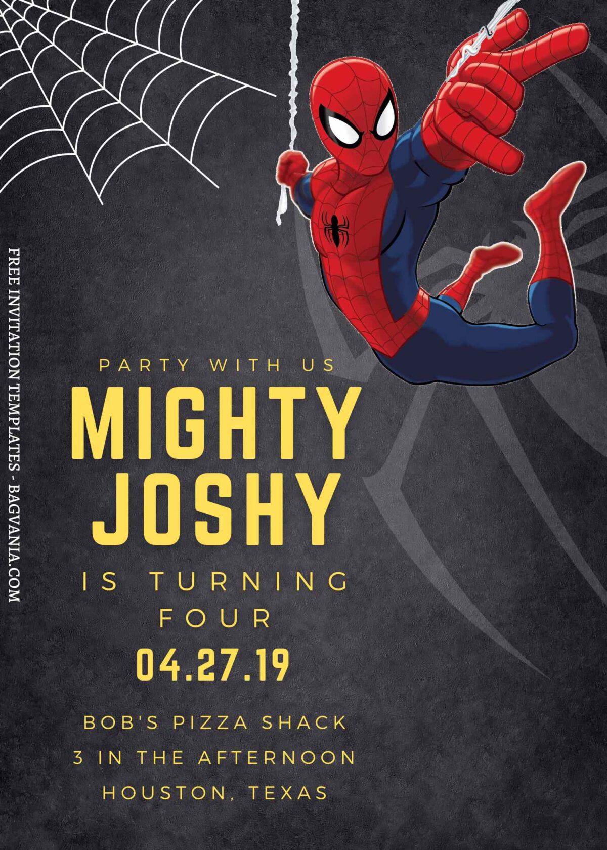 8+ Chalkboard Spiderman Canva Birthday Invitation Templates with spider webs