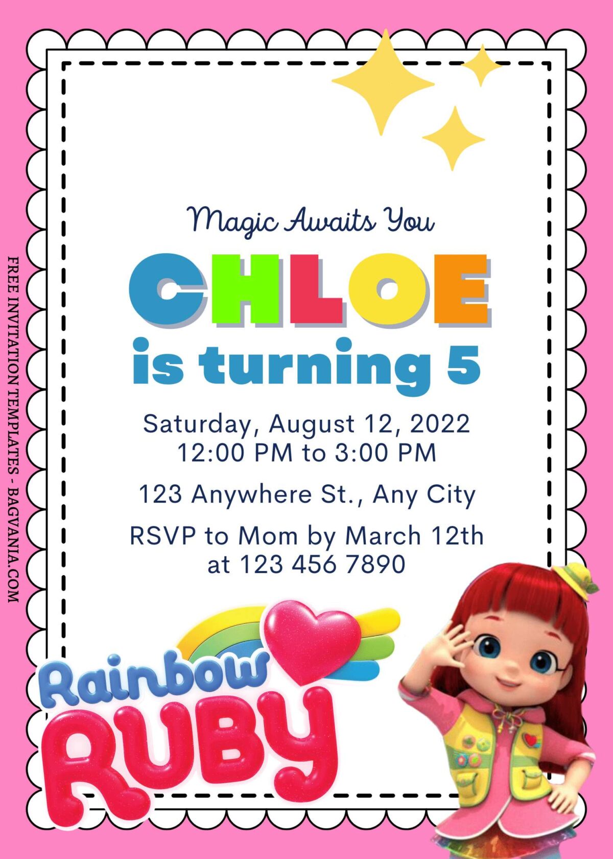 7+ Magic Spell Rainbow Ruby Canva Birthday Invitation Templates  with rainbow ruby logo