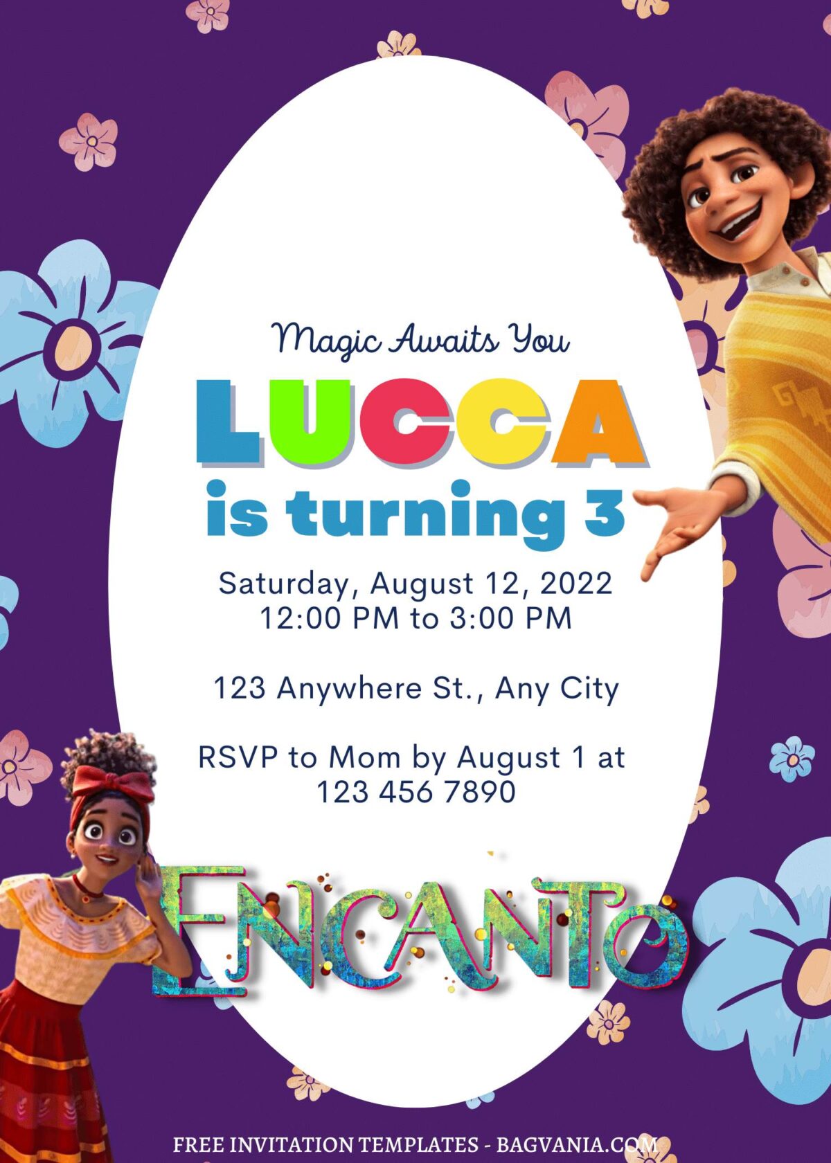 7+ Lovely Mirabel Madrigal And Friends Encanto Canva Birthday Invitation Templates with cute wording