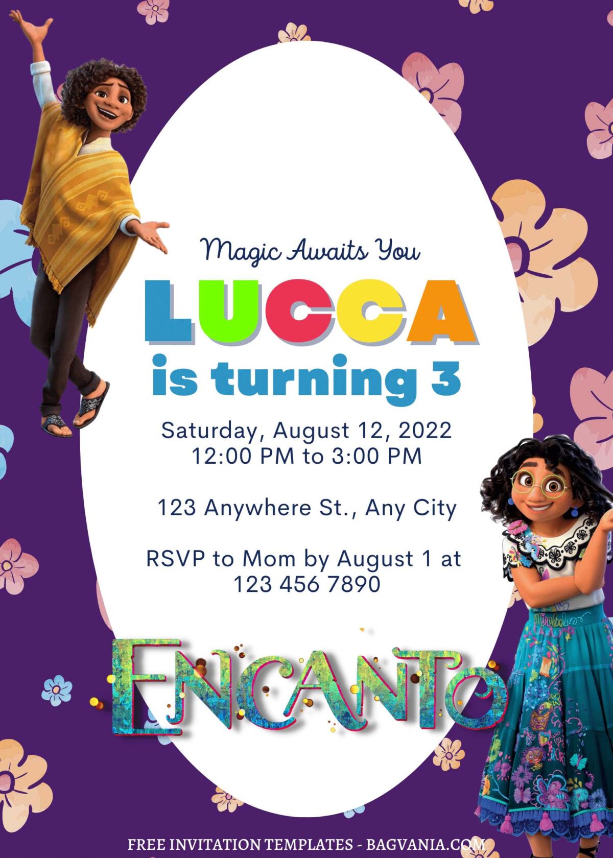 7+ Lovely Mirabel Madrigal And Friends Encanto Canva Birthday Invitation Templates with colorful text
