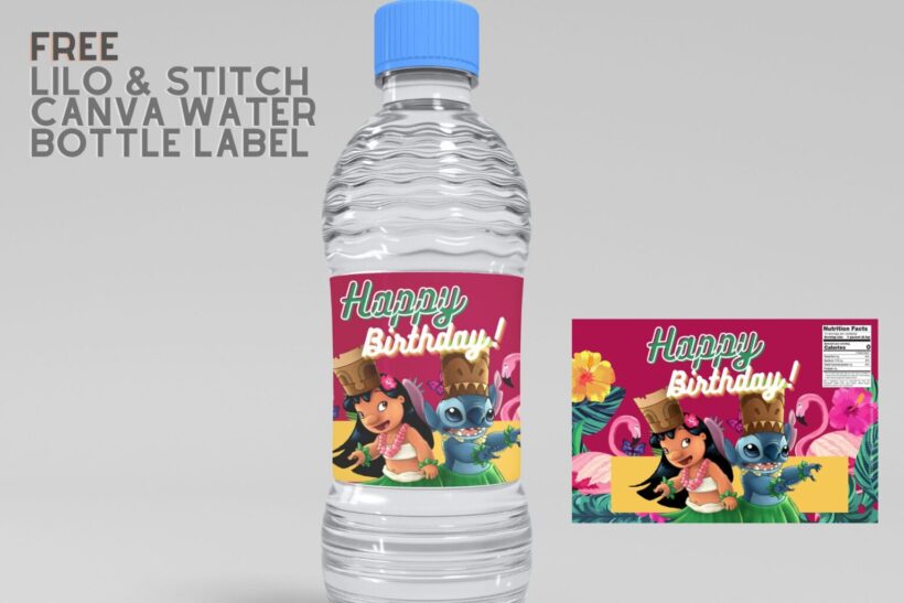 7+ Lilo & Stitch Canva Birthday Water Bottle Labels Templates