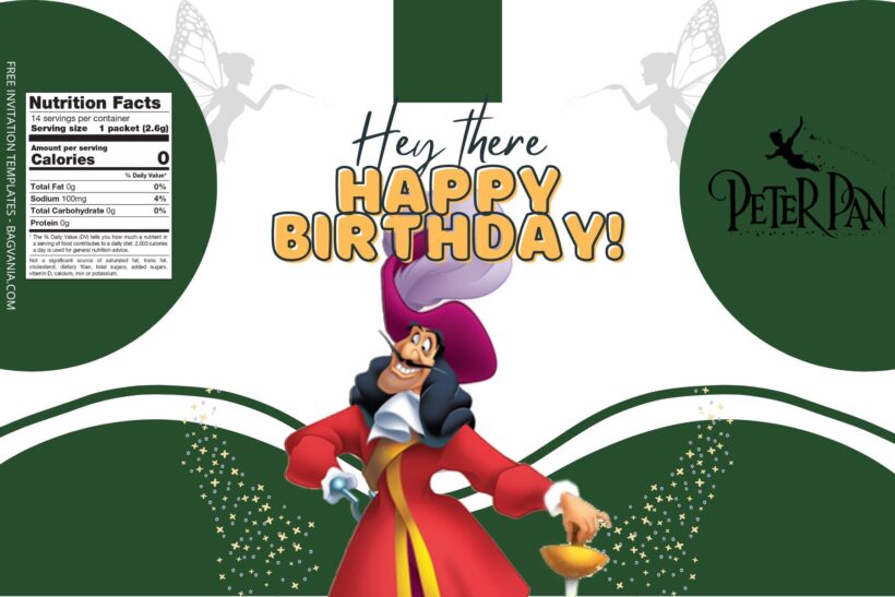 7+ Peterpan Canva Birthday Water Bottle Labels Templates One