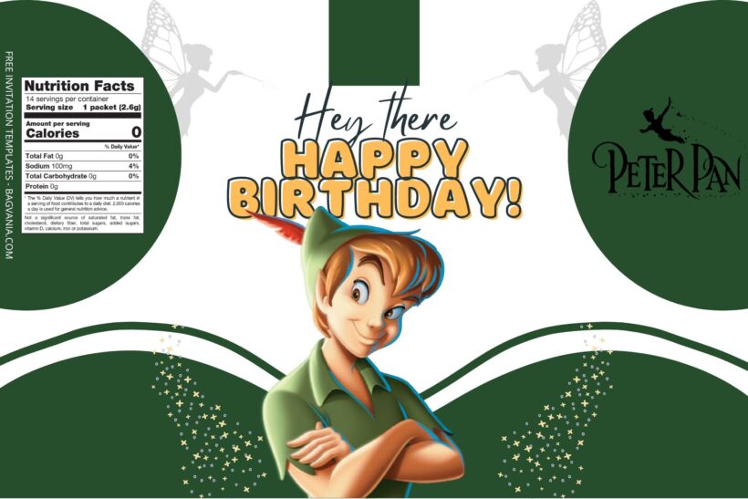 7+ Peterpan Canva Birthday Water Bottle Labels Templates Two