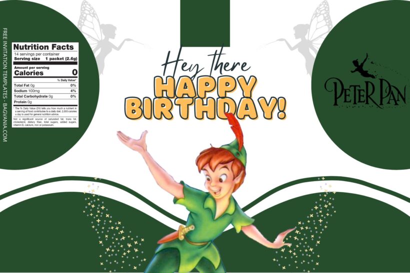 7+ Peterpan Canva Birthday Water Bottle Labels Templates Two