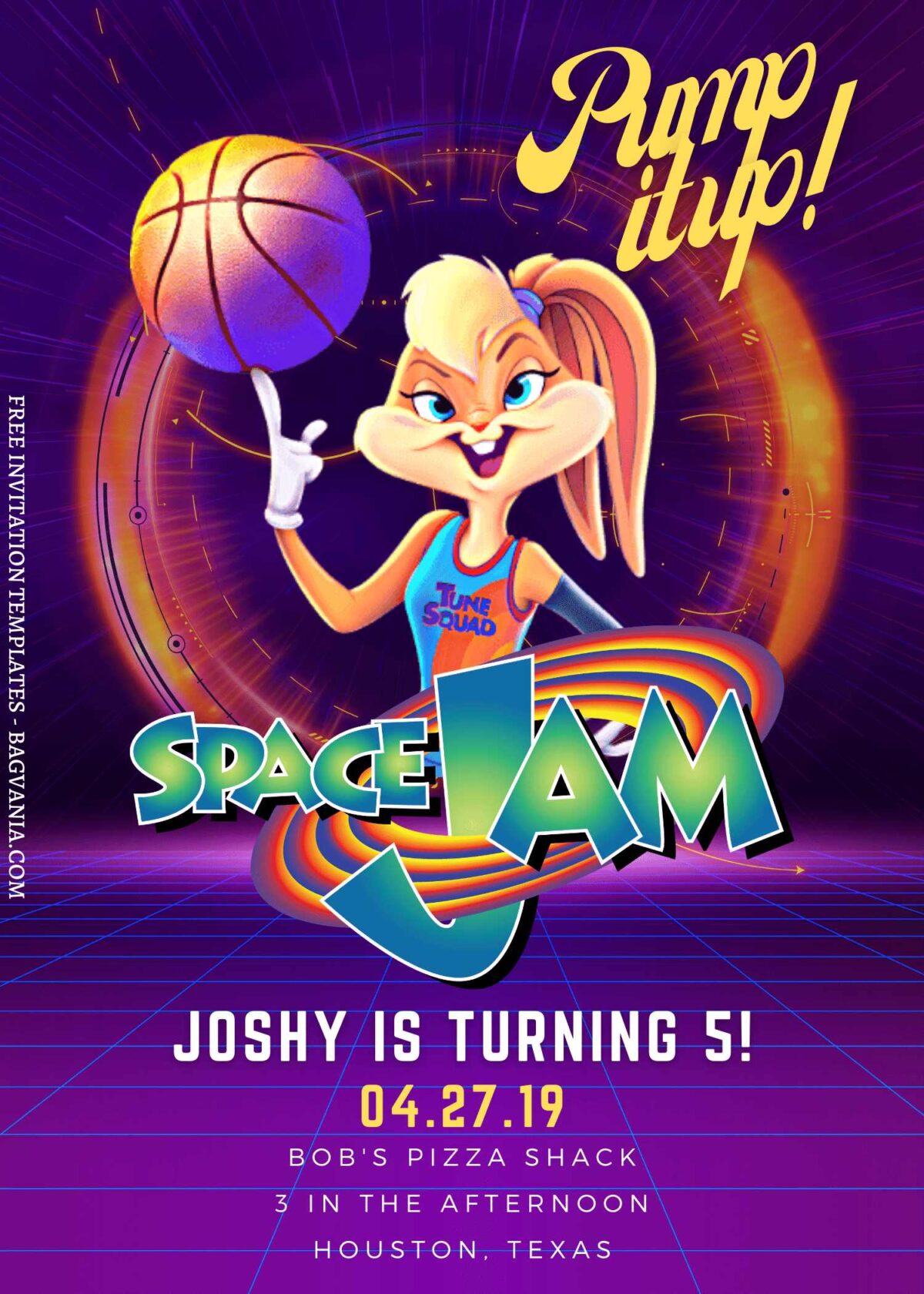 7+ Space Jam The Game Canva Birthday Invitation Templates with Space Jam Logo