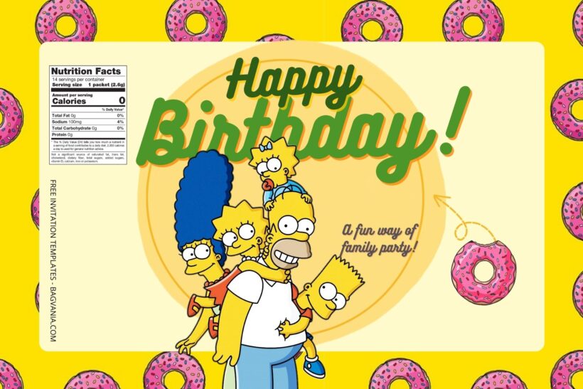  7+ The Simpsons Canva Birthday Water Bottle Labels Templates Three