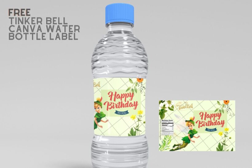 7+ Tinker Bell Canva Birthday Water Bottle Labels Templates